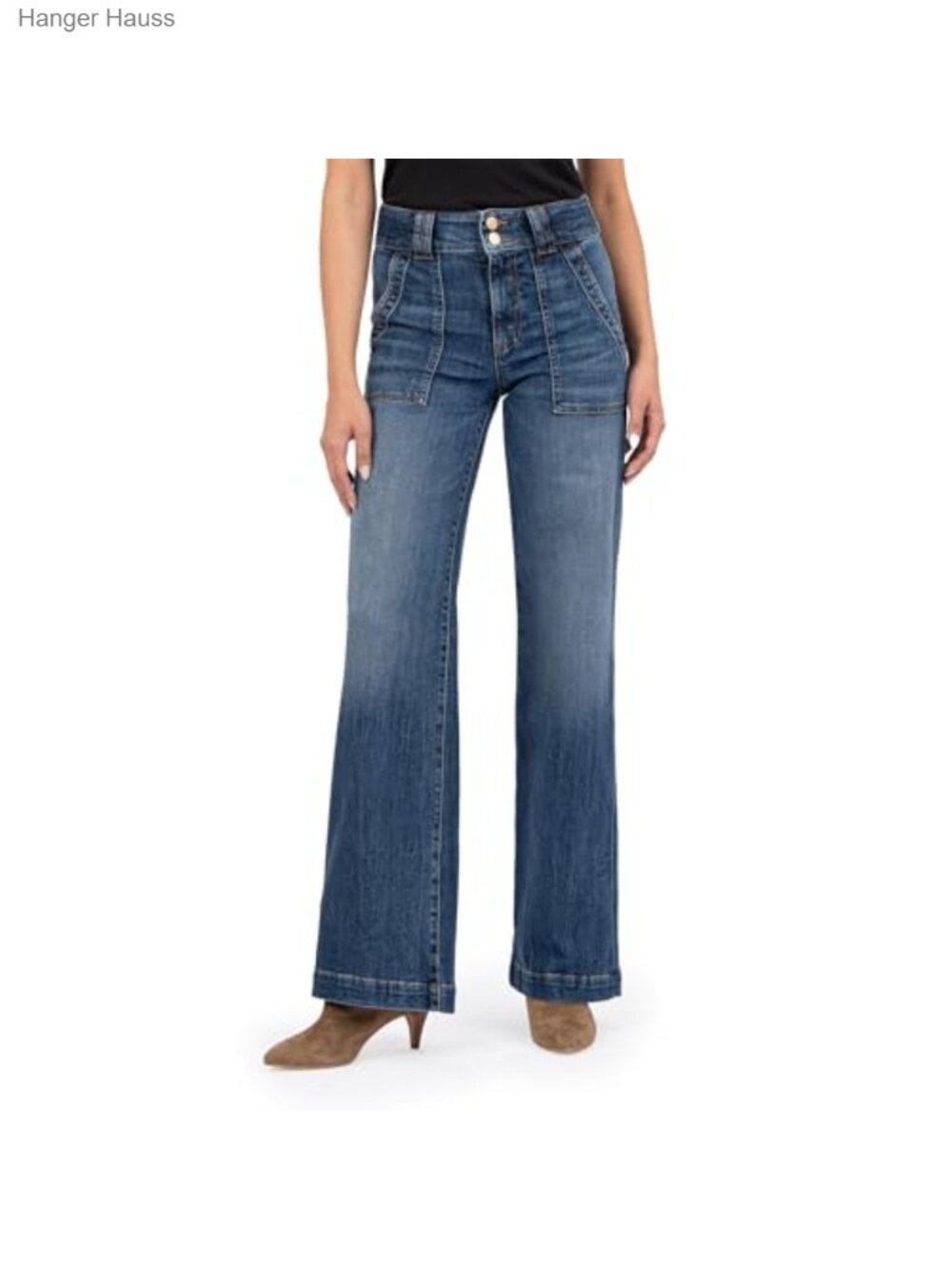 High-Rise Wide Leg Jeans Lightweight Stretch Denim Full Length